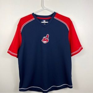 Cleveland Indians V Neck Jersey Shirt Sz Lrg Chief Wahoo Guardians